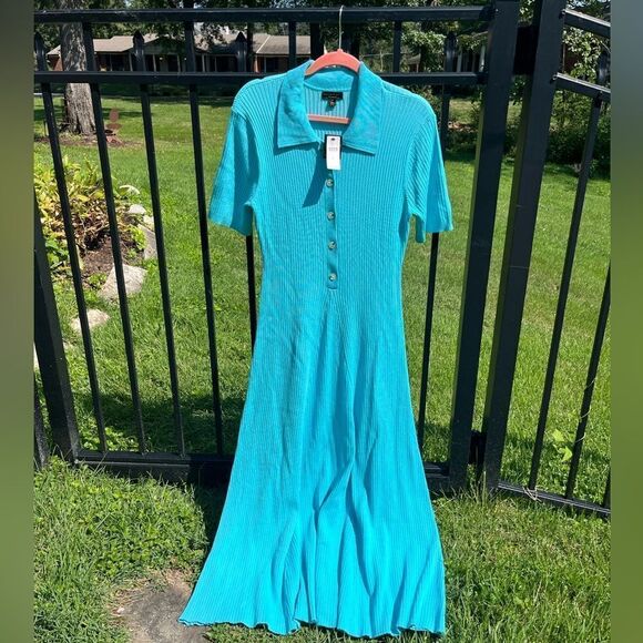 Anthropologie Current Air Collared Ribbed Midi Dress NWT - Picture 5 of 11